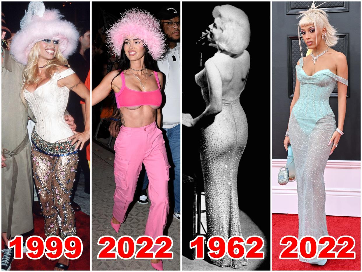 Megan Fox channeled Pamela Anderson in a pink hat, while Doja Cat was inspired by Marilyn Monroe's 1962 dress.