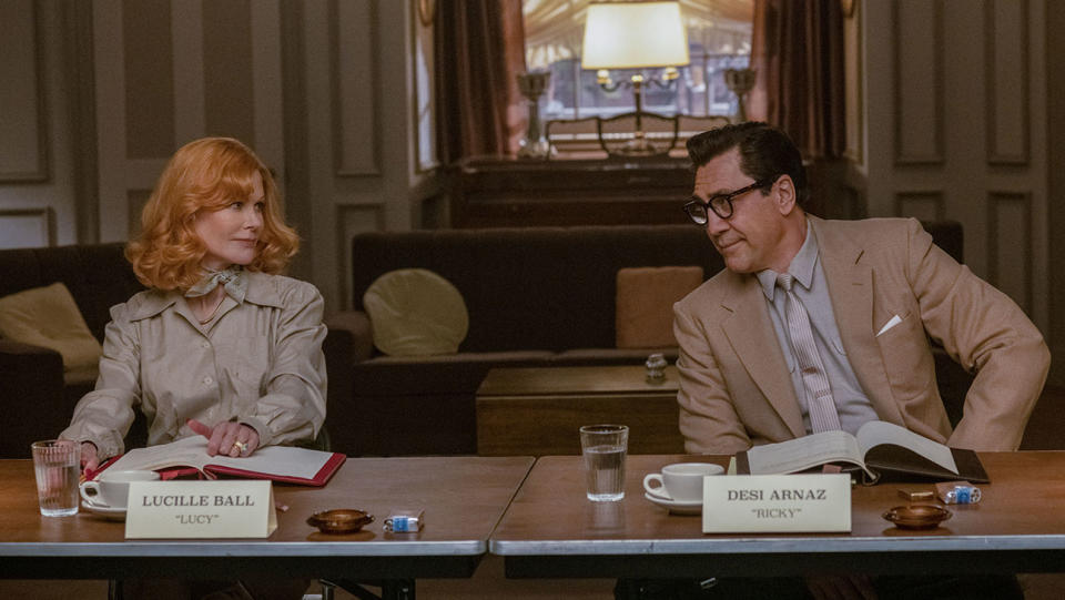 Nicole Kidman as Lucille Ball and Javier Bardem as Desi Arnaz in Amazon’s Being the Ricardos - Credit: Courtesy of GLEN WILSON /AMAZON