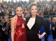 <p>Wonder Women now and then: Gal Gadot, 32, poses with the original TV superheroine Lynda Carter, 65, at the “Wonder Woman” premiere in Hollywood on May 25. “What Lynda Carter did with the character is fantastic and amazing, and I love it,” <a rel="nofollow noopener" href="http://www.gamesradar.com/wonder-woman-star-gal-gadot-and-director-patty-jenkins-on-how-lynda-carters-portrayal-inspired-them/" target="_blank" data-ylk="slk:Gadot recently told SFX magazine" class="link rapid-noclick-resp">Gadot recently told SFX magazine</a>. “The Wonder Woman that is being introduced — reintroduced — now is different [but] she has a lot of the qualities Lynda Carter brought to the Wonder Woman character of ’75.” (<a rel="nofollow noopener" href="http://variety.com/2016/tv/news/lynda-carter-wonder-woman-gal-gadot-1201884326/" target="_blank" data-ylk="slk:Carter told Variety" class="link rapid-noclick-resp">Carter told <em>Variety</em></a> last year that she was approached about an appearance in the movie, but couldn’t work it into her schedule, alas.) (Photo: Alberto E. Rodriguez/Getty Images) </p>