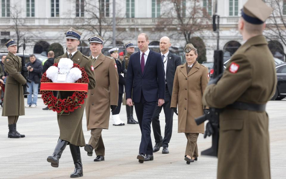 Prince William at the Tomb of the Unknown Soldier to lay a wreath at the monument dedicated to Polish soldiers who lost their lives in conflict - Chris Jackson/Chris Jackson Collection