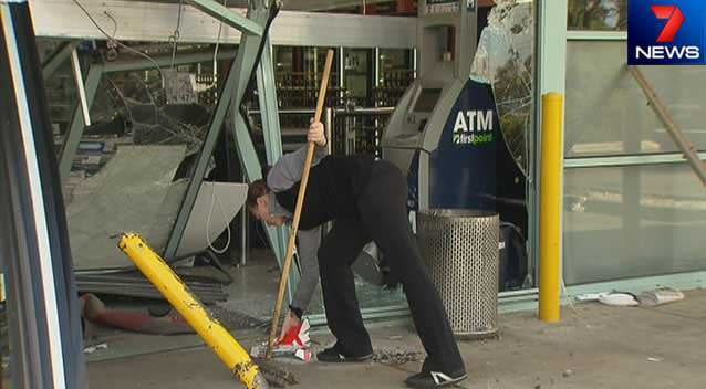 Bumbling thieves leave a trail of damage after a ram-raid on a Werribee supermarket. Photo: 7News