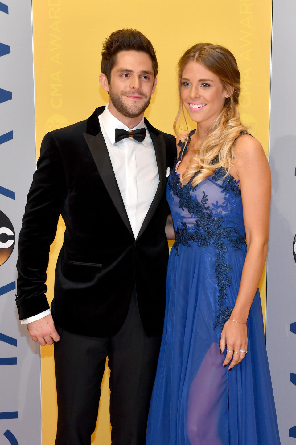 NASHVILLE, TN - NOVEMBER 02:  Singer-songwriter Thomas Rhett and Lauren Gregory attend the 50th annual CMA Awards at the Bridgestone Arena on November 2, 2016 in Nashville, Tennessee.  (Photo by Jason Davis/FilmMagic)