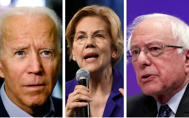 Running: Joe Biden, Elizabeth Warren, and Bernie Sanders