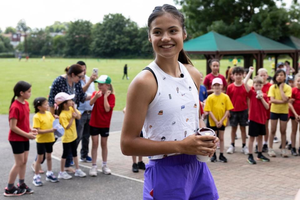 Emma Raducanu visits her former school, Bickley Primary in Bromley (Getty Images)