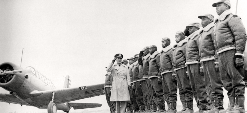 Aviation cadets at Tuskegee Army Air Field, Alabama in 1941. (Courtesy Air Force Historical Research Agency, Maxwell AFB, Alabama)