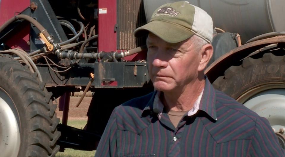 Kenneth Markes talks about a drive-by shooting at his ranch near Bison last year.