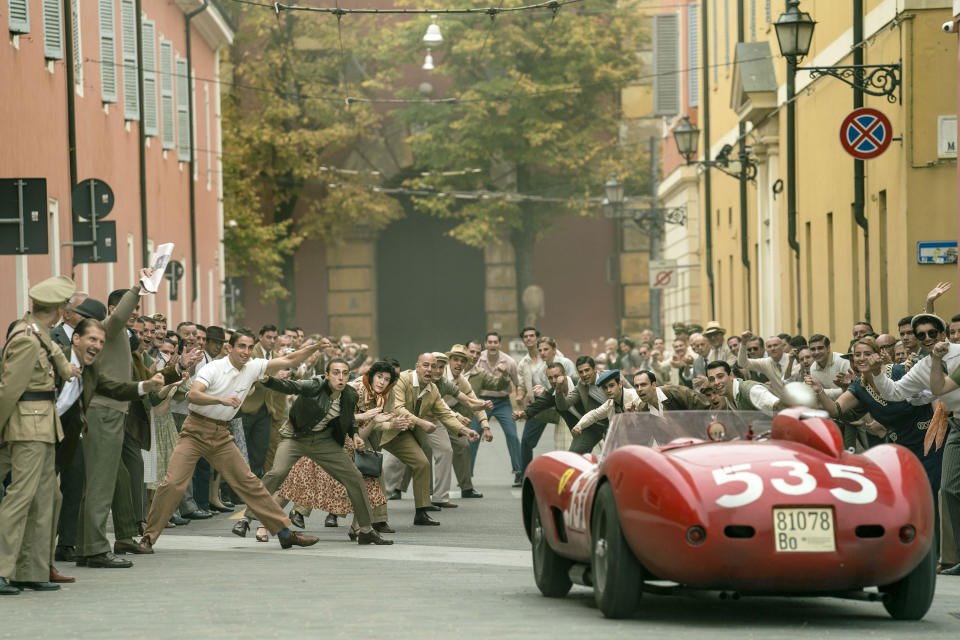 This image released by Neon shows a scene from "Ferrari." (Eros Hoagland/Leon via AP)