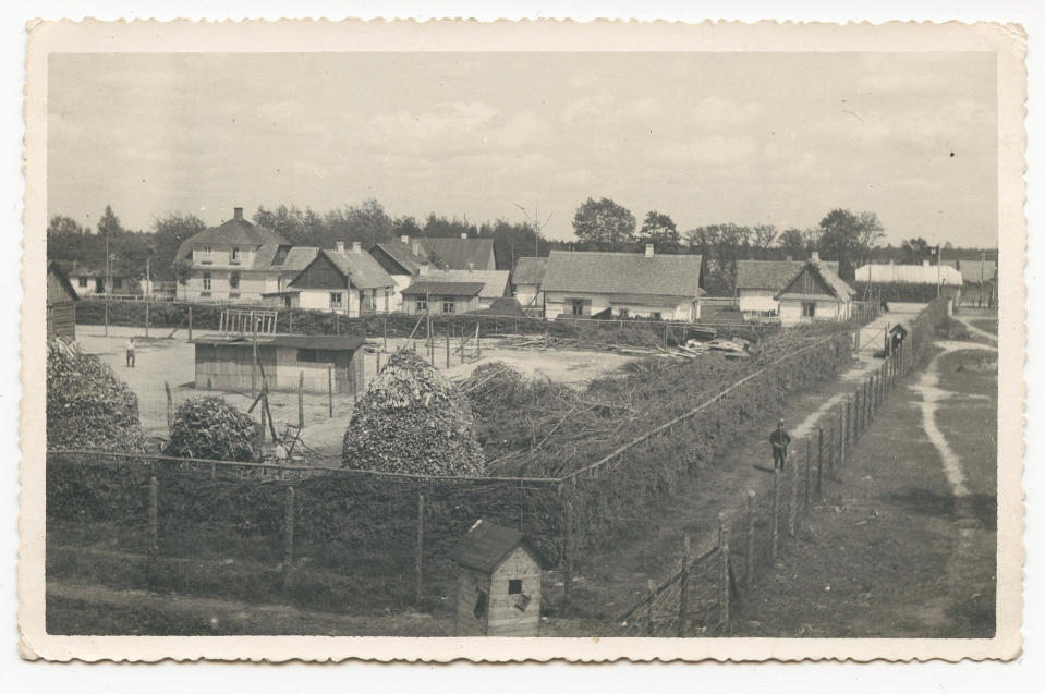 This summer 1943 photo provided by the U.S. Holocaust Memorial Museum shows the Nazi death camp Sobibor in Nazi German-occupied Poland. Between March 1942 and October 1943, about 167,000 people were killed at Sobibor, almost all Jews, according to the U.S. Holocaust Memorial Museum. (U.S. Holocaust Memorial Museum via AP)