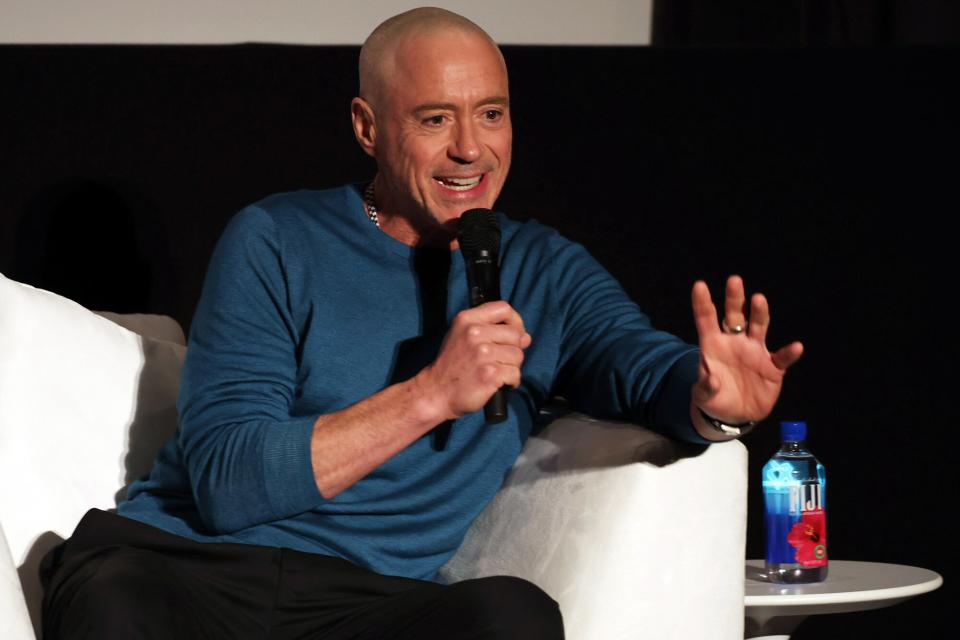 Robert Downey Jr. speaks onstage during The Hollywood Reporter and Netflix Present: An Afternoon With Robert Downey Jr. - Sponsored By FIJI Water at DGA Theater Complex on December 11, 2022 in Los Angeles, California.