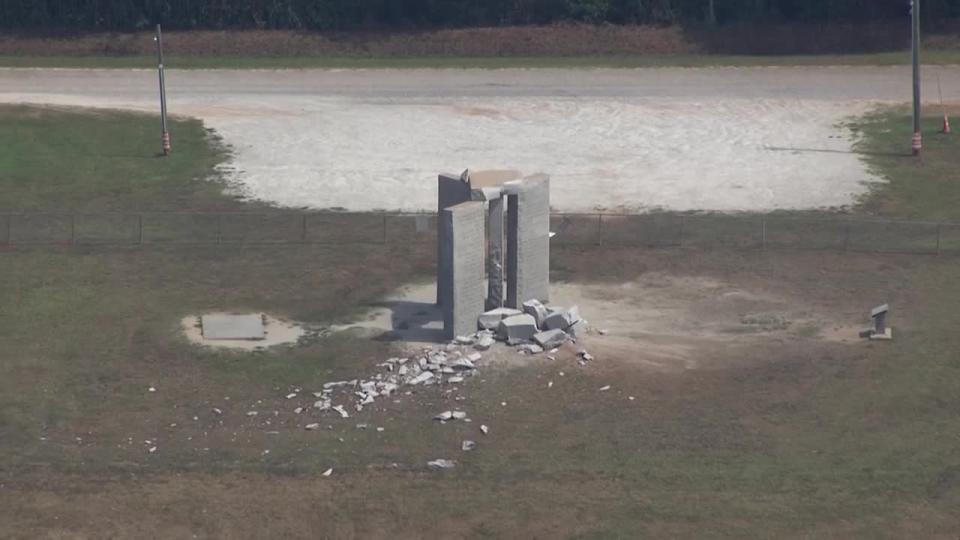 The Georgia Guidestones were damaged by a bombing early Wednesday.