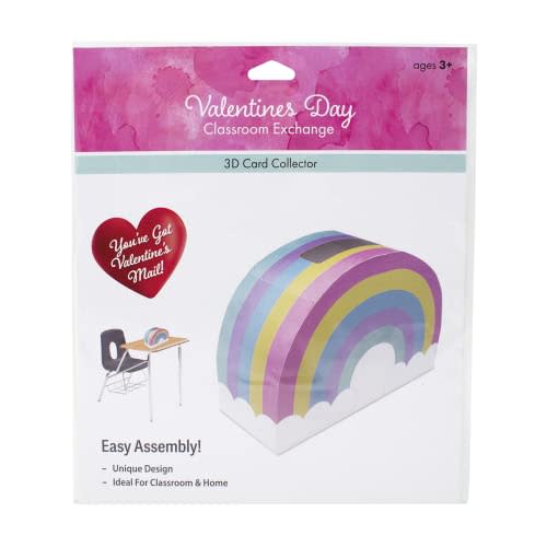 PTI Group Valentines Day DIY Card Collector Mailbox for Kids for Classroom Exchange - Rainbow, Inc. Multi-Color