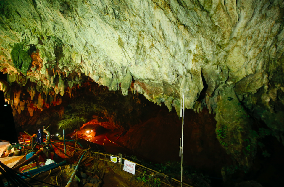 <em>The cave complex where the 12 boys and their soccer coach went missing (AP)</em>