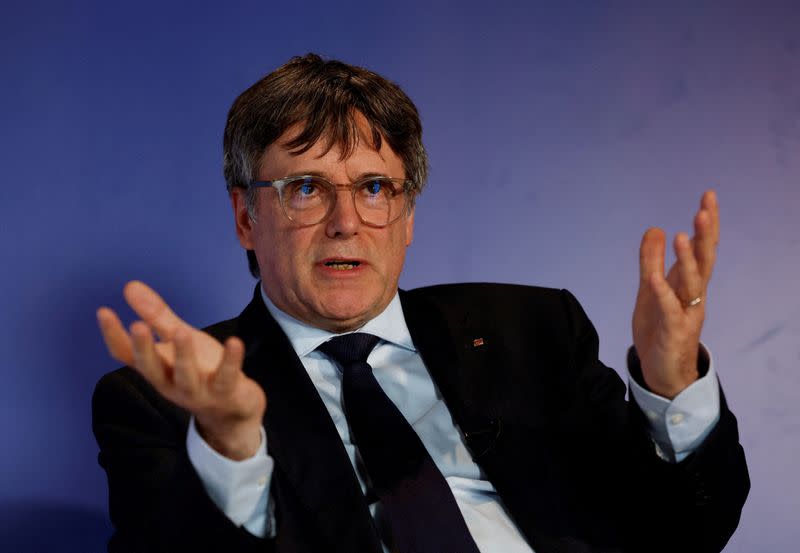 FILE PHOTO: Together for Catalonia (Junts per Catalunya) regional Candidate Carles Puigdemont attends an interview in Perpignan