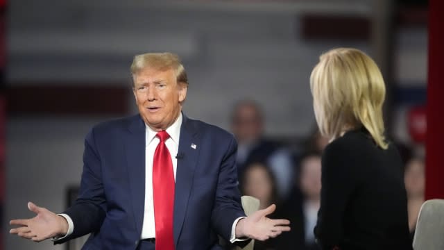 Republican presidential candidate former President Donald Trump speaks during a Fox News Channel town hall.