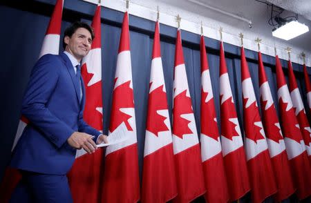 Canada's Prime Minister Justin Trudeau arrives at a news conference in Ottawa, Ontario, Canada, June 20, 2018. REUTERS/Chris Wattie