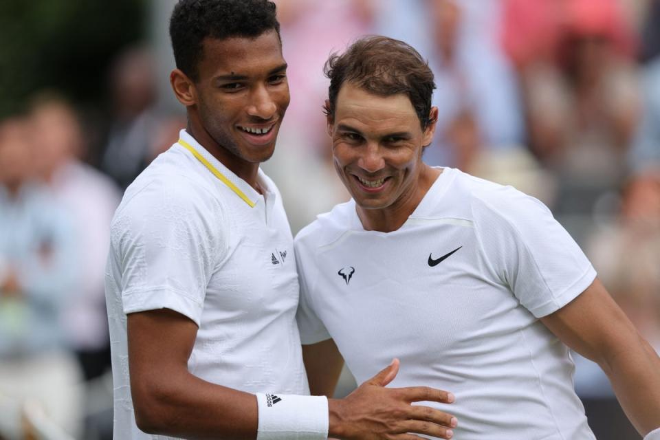 Rafael Nadal was beaten by Felix Auger-Aliassime in the second of his exhibition matches (AFP via Getty Images)