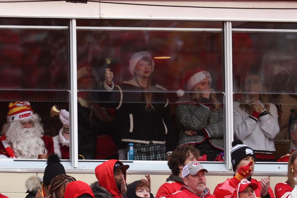 Taylor Swift and Brittany Mahomes at a Chiefs game on Christmas
