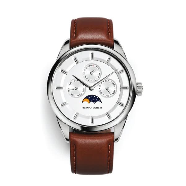 <p><a href="https://shop.filippoloreti.com/collections/mens-watches/products/venice-moonphase-silver-1?variant=32982325100629" rel="nofollow noopener" target="_blank" data-ylk="slk:Shop Now;elm:context_link;itc:0;sec:content-canvas" class="link rapid-noclick-resp">Shop Now</a></p><p>Venice Moonphase Silver</p><p>filippoloreti.com</p><p>$259.00</p>