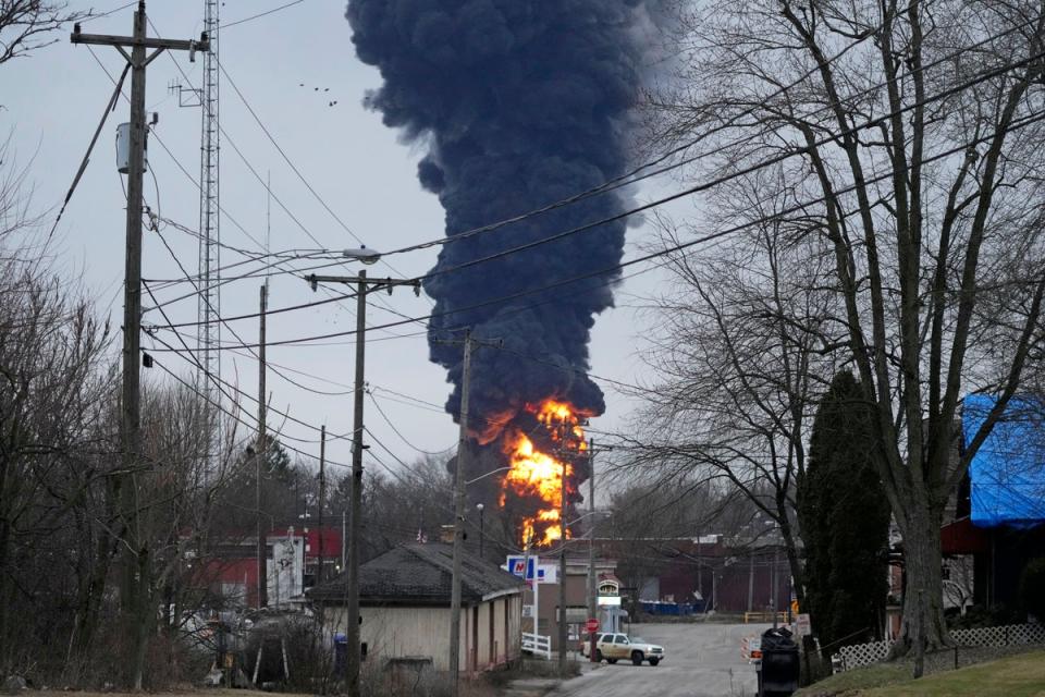 A 150-car train carrying hazardous chemicals and other materials suffered a catastrophic mechanical failure (Copyright 2023 The Associated Press. All rights reserved)
