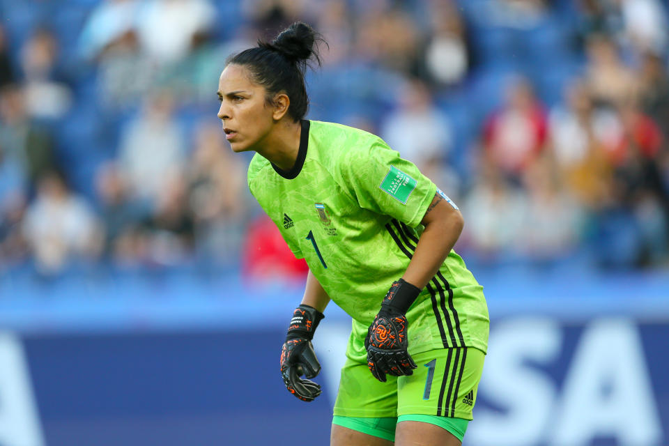 Argentina goalkeeper Vanina Correa during the FIFA Women's World Cup, Group D match at the Parc des Princes, Paris. (Photo by Richard Sellers/PA Images via Getty Images)