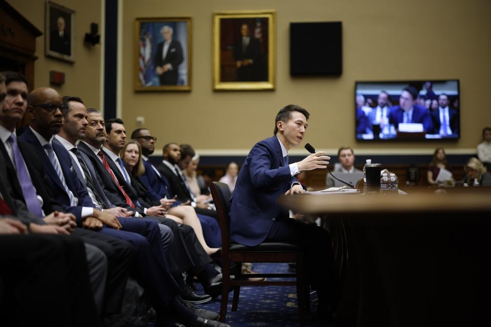 TikTok's Chief Executive Officer Shou Zi Chew underwent a hostile five-hour hearing in Congress in March. (Chip Somodevilla/Getty Images North America)