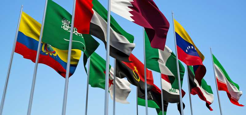 Flags of the 14 OPEC nations.