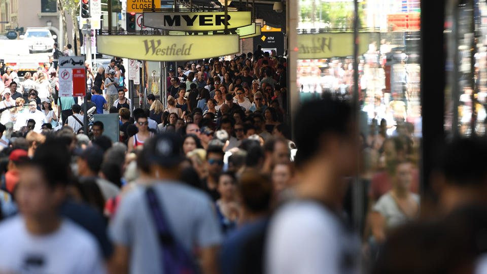 Shoppers are flocking to Westfield and Myer Sydney city to buy their Christmas gifts.