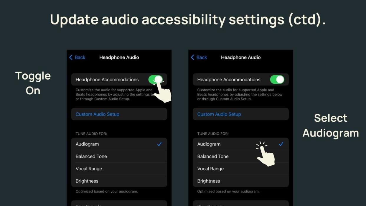 tutorial on how to turn on headphone accommodations