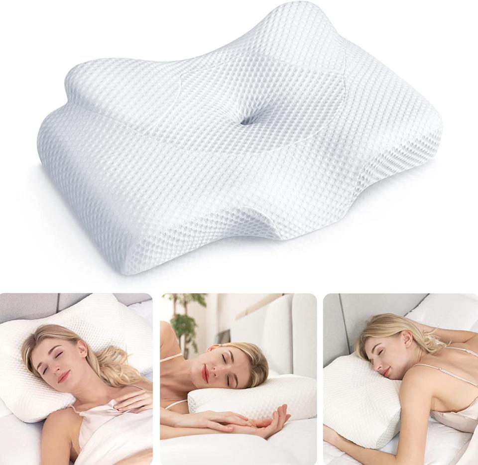 Osteo Cervical Pillow for Neck Pain Relief, Hollow Design Odorless Memory Foam Pillows with Cooling Case, Adjustable Orthopedic Bed Pillow for Sleeping, Contour Support for Side Back Stomach Sleepers
