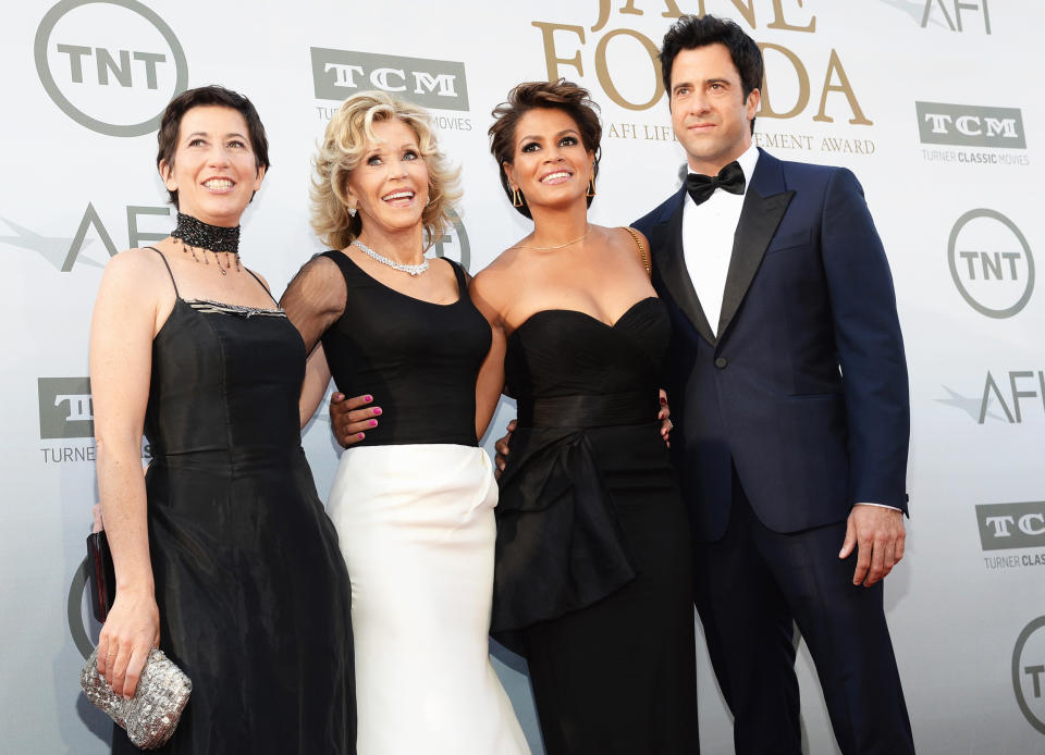 Vanessa Vadim, honoree Jane Fonda, Simone Bent and actor Troy Garity attend the 2014 AFI Life Achievement Award: A Tribute to Jane Fonda at the Dolby Theatre on June 5, 2014 in Hollywood, California. Tribute show airing Saturday, June 14, 2014 at 9pm ET/PT on TNT.   (Michael Kovac / Getty Images for AFI)