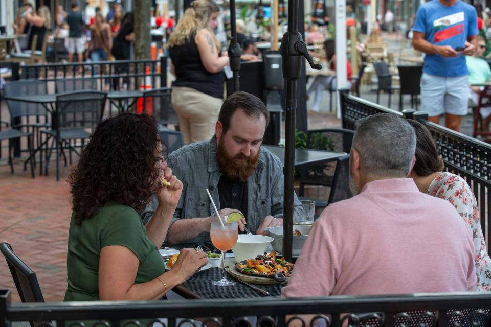 Diners enjoy meals on Broadwalk in 2020.