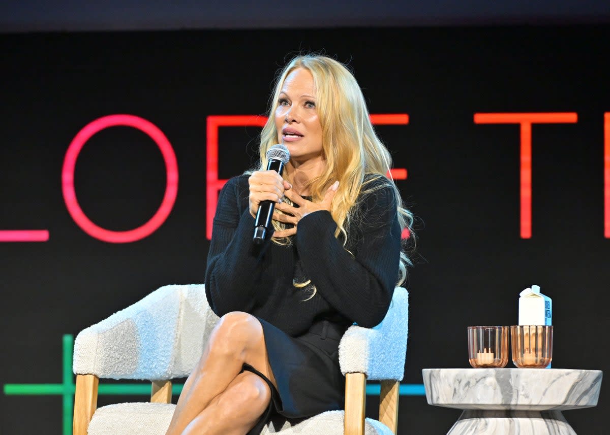 Pamela Anderson speaks onstage during FYSEE Pamela, A Love Story (Getty Images for Netflix)