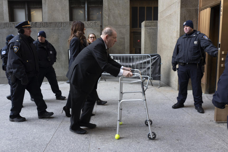 Harvey Weinstein arrives at court for jury selection in his sexual assault trial Wednesday, Jan. 8, 2020, in New York.(AP Photo/Mark Lennihan)