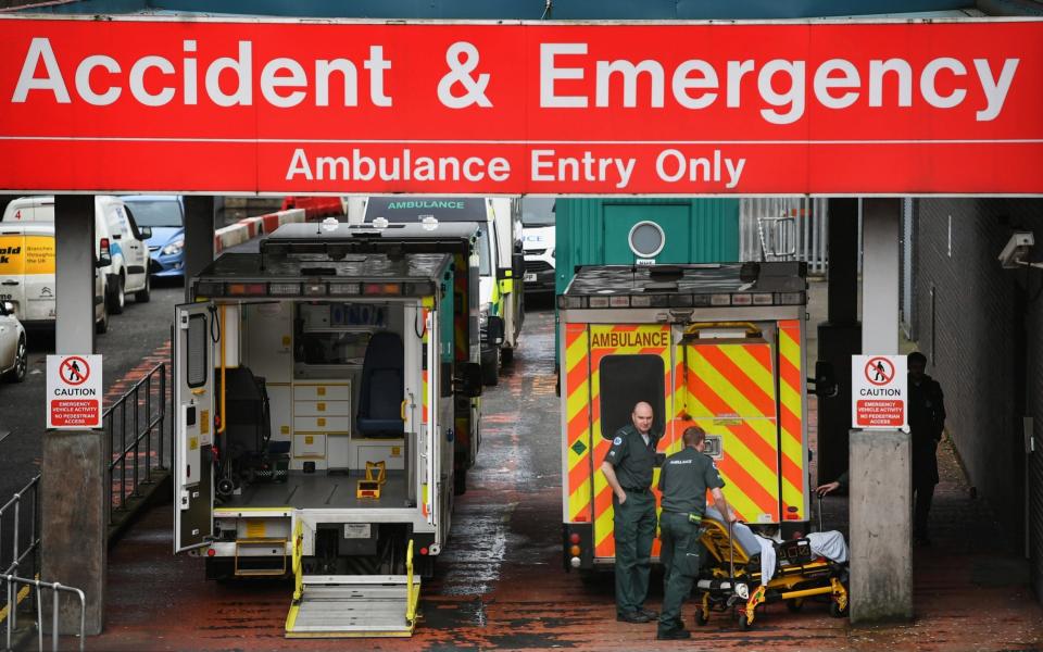 Ambulances sit at the accident-and-emergency department at Glasgow Royal Infirmary on January 5, 2018 - Getty Images Europe