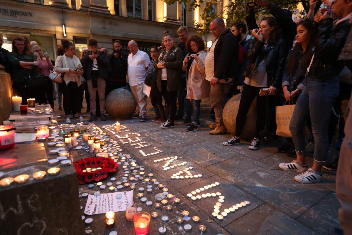 Tributes paid after the Manchester Arena bombing (Jonathan Brady/PA) (PA Archive)