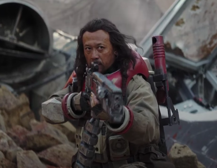 Baze Malbus holding a weapon