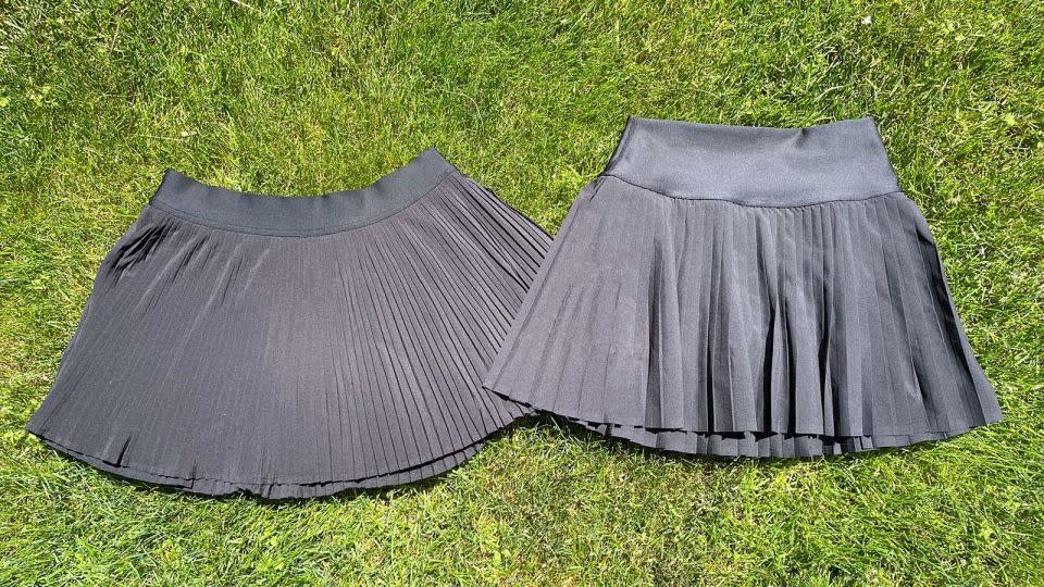 Left: Lululemon Varsity High Rise Pleated Tennis Skirt Right: Alo Yoga Grand Slam Tennis Skirt - Rachel Dennis/CNN Underscored