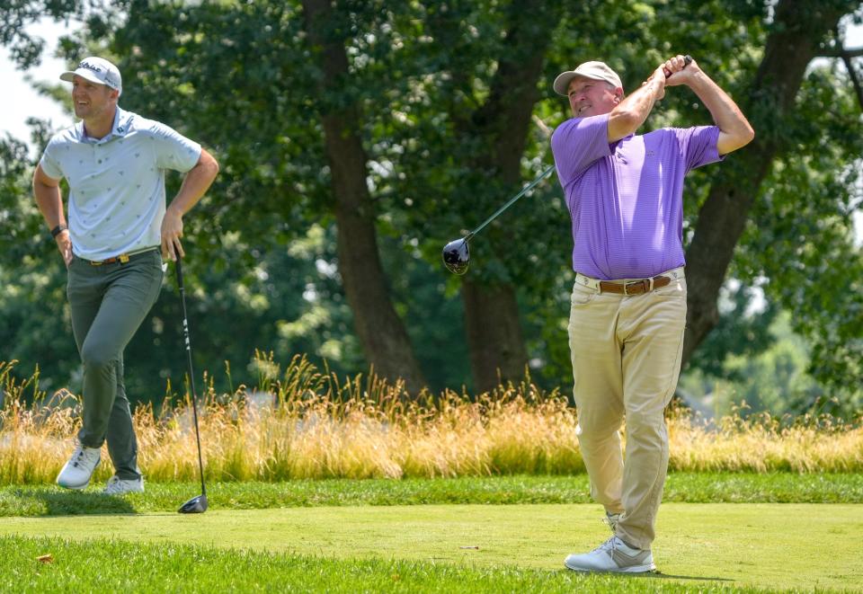 Todd White tees off during the first day of the Northeast Amateur Invitational Golf Tournament on Wednesday at Wannamoisett Country Club in East Providence.