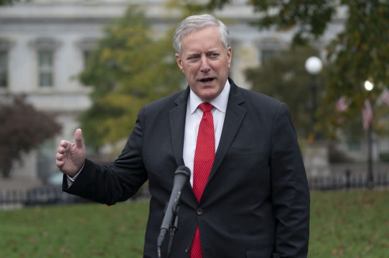 The 11th U.S. Circuit Court of Appeals denied former White House chief of staff Mark Meadows' (pictured in 2020) request for a hearing before the entire appellate court to consider moving the criminal charges filed against him in Georgia's Fulton County District Court to federal court instead. File Photo by Chris Kleponis/UPI