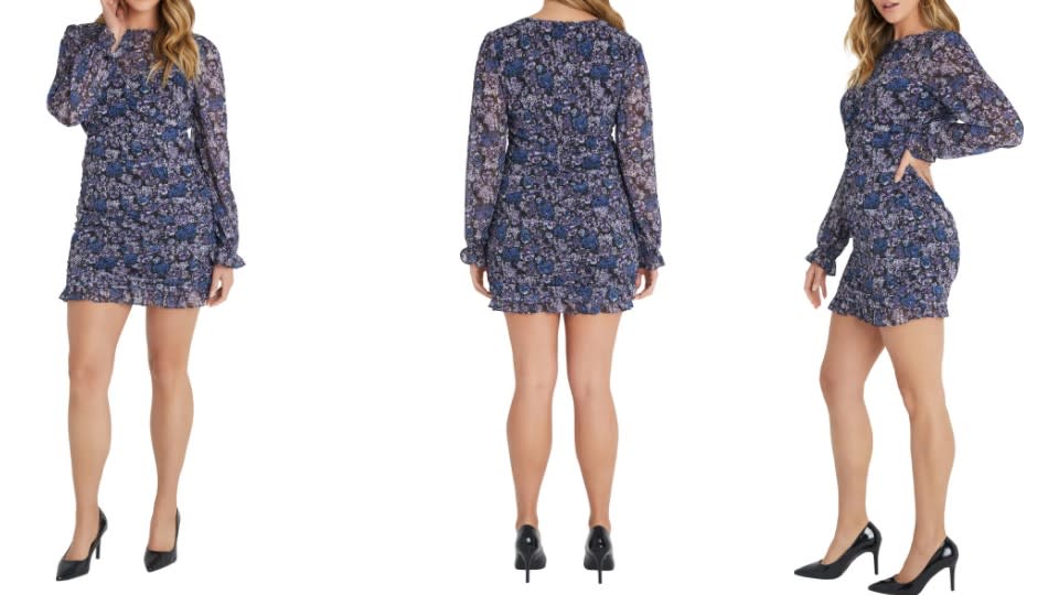 VICI Collection Floral Ruched Long Sleeve Minidress - Nordstrom, $41 (originally $82)