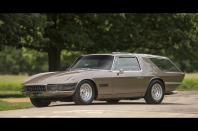 <p>Even by Ferrari standards, this <strong>330 GT Shooting Brake </strong>is sensationally styled. Conceived by Luigi Chinetti Jnr, son of the US Ferrari importer, and Alfredo Vignale, the pair took a standard 330 and stripped it.</p><p>The only original body parts left are the windscreen and some door parts. Everything else is handcrafted and was originally finished in dark metallic green. This was how Jamiroquai frontman Jay Kay owned it, but it was subsequently painted a light gold colour.</p>