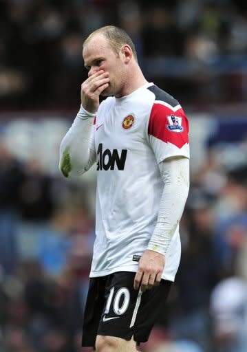 Manchester United's Wayne Rooney, seen here leaving the pitch at half time in their English Premier League match vs West Ham United at the Boleyn Ground, Upton Park in east London, on April 2. Rooney's superb hat-trick against West Ham and the winning goal in the midweek Champions League victory over Chelsea provided hard evidence that he is rediscovering his best form after a protracted slump