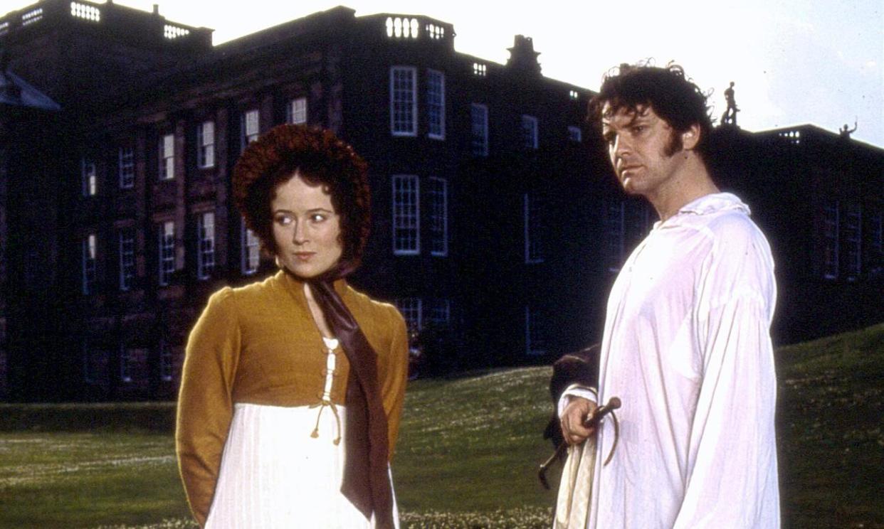 <span>Colin Firth as Fitzwilliam Darcy with Jennifer Ehle as Elizabeth Bennet in the 1995 TV adaptation of Pride and Prejudice.</span><span>Photograph: BBC/Sportsphoto/Allstar</span>