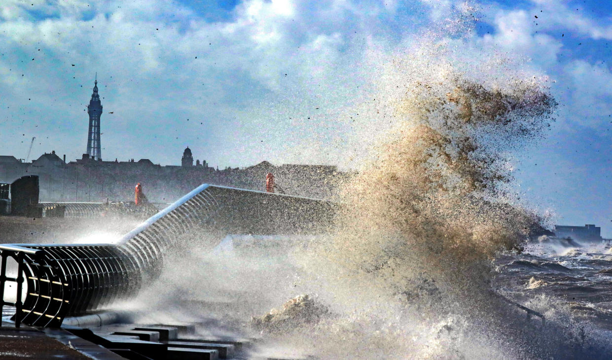 Waves batter Blackpool during Storm Freya. The Met Office has issued two yellow weather warnings as Storm Gareth is set to hit the UK on Tuesday. (PA)