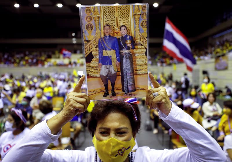 Thai right-wing group "Thai Pakdee" (Loyal Thai) rally in support of the government and the monarchy, in Bangkok