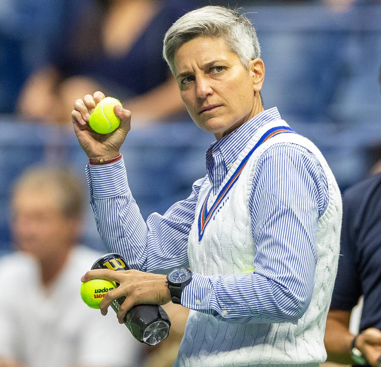 2019 US Open Tennis Tournament- Day Eleven. Tennis umpire Marija Cicak of Croatia checks the balls before the Serena Williams of the United States match against Elina Svitolina of the Ukraine in the Women's Singles Semi-Finals match on Arthur Ashe Stadium during the 2019 US Open Tennis Tournament at the USTA Billie Jean King National Tennis Center on September 5th, 2019 in Flushing, Queens, New York City.