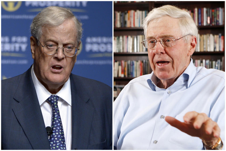 <p>Los hermanos Charles y David Koch son los propietarios actuales de Koch Industries y su fortuna es de 86.400 millones de euros. Se quedaron con este conglomerado de empresas tras un largo litigio con sus dos otros dos hermanos que se inició cuando heredaron la compañía de su padre, que había sido el fundador. (Foto: AP). </p>