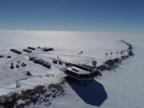 <span class="caption">The Princess Elisabeth Antarctica Research Station.</span> <span class="attribution"><span class="source">James Linighan</span>, <span class="license">Author provided</span></span>