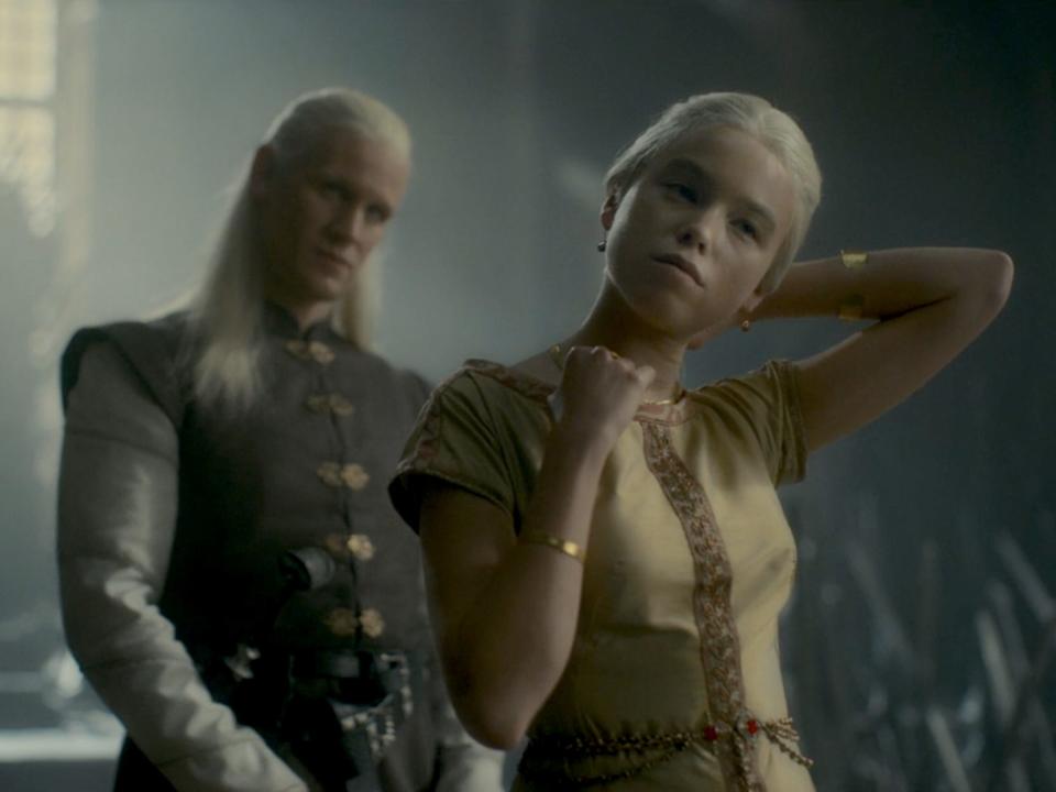 Daemon Targaryen and Rhaenyra in episode one of "House of the Dragon" on HBO.