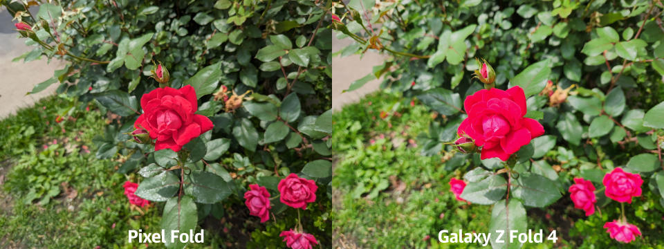 <p>A camera sample from the Google Pixel Fold compared to a similar shot taken by the Samsung Galaxy Z Fold 4.</p>
